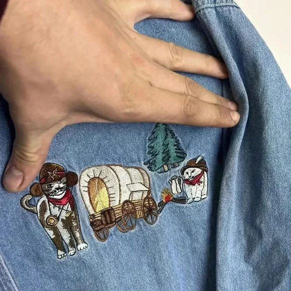 Vintage QUIZZ Denim Shirt with Embroidery Western - Picture 7 of 8